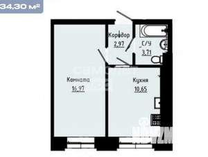 1-к квартира, строящийся дом, 34м2, 2/10 этаж