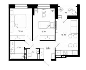2-к квартира, вторичка, 49м2, 20/24 этаж