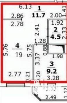 1-к квартира, вторичка, 45м2, 17/17 этаж