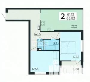 2-к квартира, вторичка, 66м2, 16/24 этаж