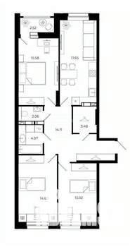 3-к квартира, строящийся дом, 85м2, 16/24 этаж