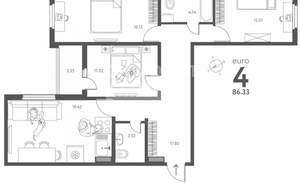 4-к квартира, вторичка, 86м2, 8/17 этаж