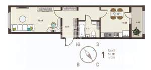 1-к квартира, вторичка, 41м2, 11/18 этаж
