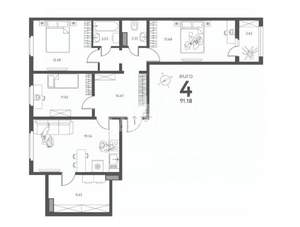 3-к квартира, вторичка, 91м2, 14/17 этаж