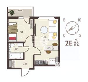 1-к квартира, вторичка, 31м2, 16/18 этаж