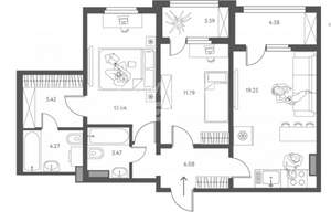 2-к квартира, вторичка, 68м2, 2/17 этаж