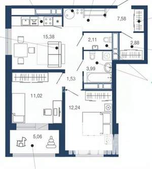 2-к квартира, вторичка, 62м2, 17/23 этаж