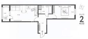 1-к квартира, вторичка, 45м2, 6/17 этаж