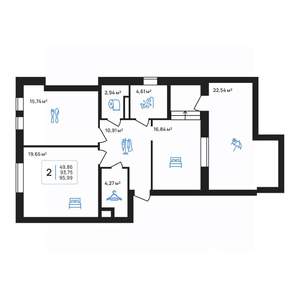 2-к квартира, строящийся дом, 82м2, 8/8 этаж