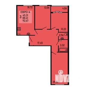 3-к квартира, вторичка, 92м2, 10/25 этаж
