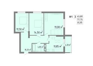 3-к квартира, строящийся дом, 92м2, 1/19 этаж
