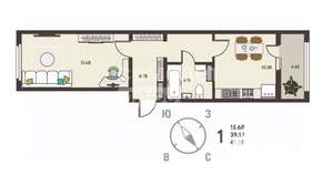 1-к квартира, вторичка, 41м2, 9/17 этаж
