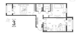2-к квартира, вторичка, 66м2, 13/17 этаж