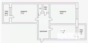 2-к квартира, вторичка, 69м2, 2/17 этаж