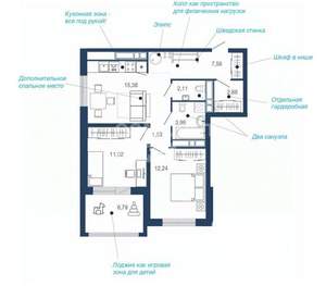 2-к квартира, вторичка, 64м2, 20/23 этаж