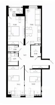 3-к квартира, строящийся дом, 85м2, 16/24 этаж