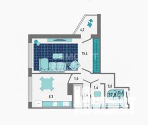 1-к квартира, вторичка, 38м2, 5/18 этаж