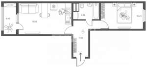 2-к квартира, вторичка, 45м2, 3/17 этаж