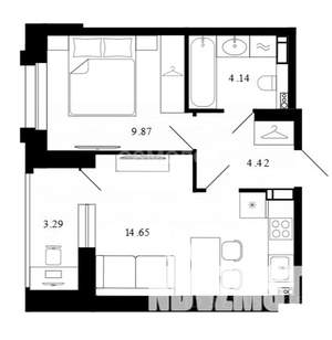1-к квартира, вторичка, 36м2, 2/12 этаж