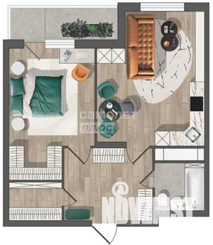 1-к квартира, вторичка, 58м2, 14/19 этаж