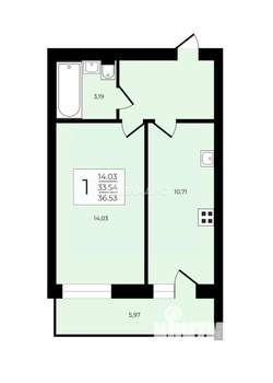 1-к квартира, вторичка, 34м2, 4/17 этаж
