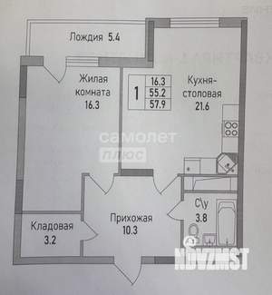 1-к квартира, вторичка, 58м2, 5/19 этаж