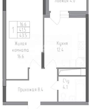1-к квартира, вторичка, 44м2, 3/19 этаж
