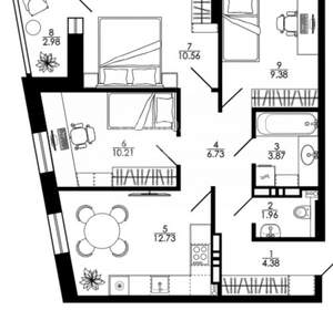 3-к квартира, сданный дом, 62м2, 19/25 этаж