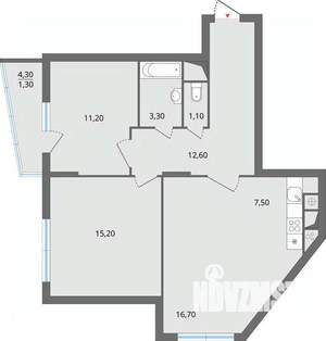 3-к квартира, строящийся дом, 71м2, 17/17 этаж