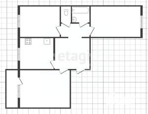 3-к квартира, вторичка, 64м2, 1/10 этаж