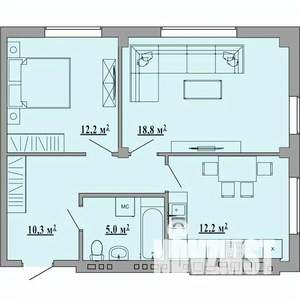 2-к квартира, строящийся дом, 60м2, 5/5 этаж