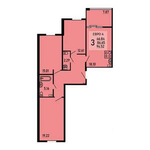3-к квартира, вторичка, 95м2, 6/25 этаж