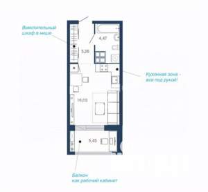 Студия квартира, вторичка, 32м2, 2/22 этаж