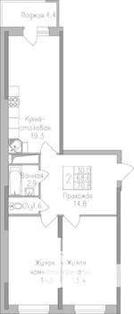 2-к квартира, строящийся дом, 71м2, 4/17 этаж