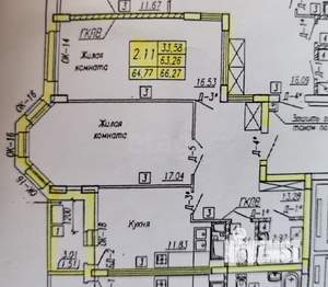 2-к квартира, вторичка, 66м2, 20/22 этаж