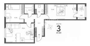 2-к квартира, вторичка, 62м2, 2/17 этаж