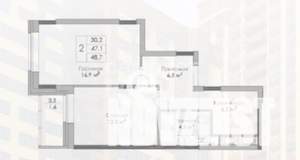 2-к квартира, вторичка, 49м2, 14/19 этаж
