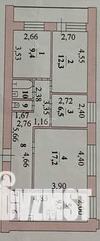 4-к квартира, вторичка, 72м2, 5/12 этаж