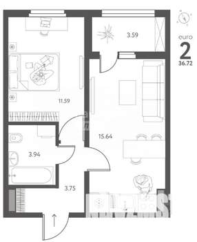 1-к квартира, вторичка, 37м2, 14/17 этаж