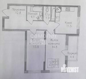 2-к квартира, вторичка, 61м2, 10/19 этаж