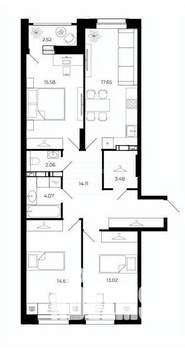 3-к квартира, строящийся дом, 85м2, 4/24 этаж