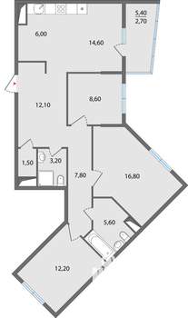 4-к квартира, строящийся дом, 91м2, 5/17 этаж