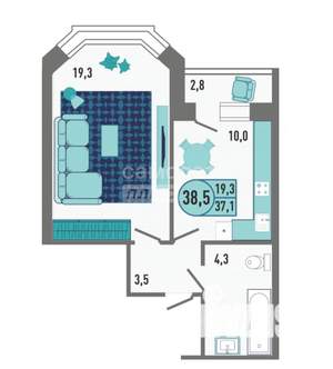 1-к квартира, вторичка, 39м2, 1/18 этаж