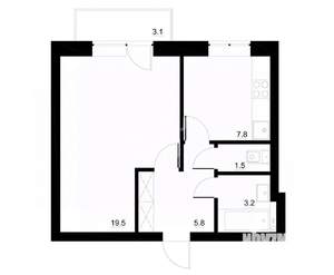 1-к квартира, вторичка, 36м2, 2/9 этаж