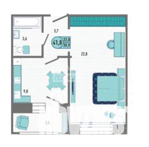 1-к квартира, вторичка, 42м2, 1/18 этаж