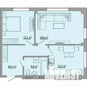 2-к квартира, вторичка, 61м2, 5/5 этаж