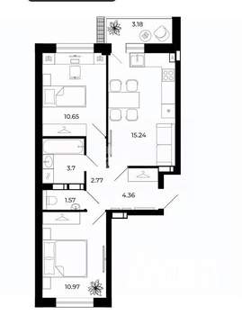 2-к квартира, вторичка, 52м2, 7/10 этаж