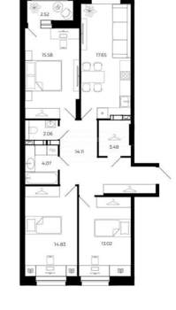 3-к квартира, строящийся дом, 85м2, 16/24 этаж