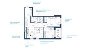 2-к квартира, вторичка, 71м2, 16/22 этаж