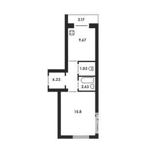 1-к квартира, строящийся дом, 36м2, 5/5 этаж